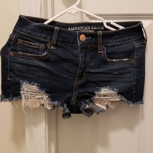 American Eagle Lace Jean Shortie Short Sz 4